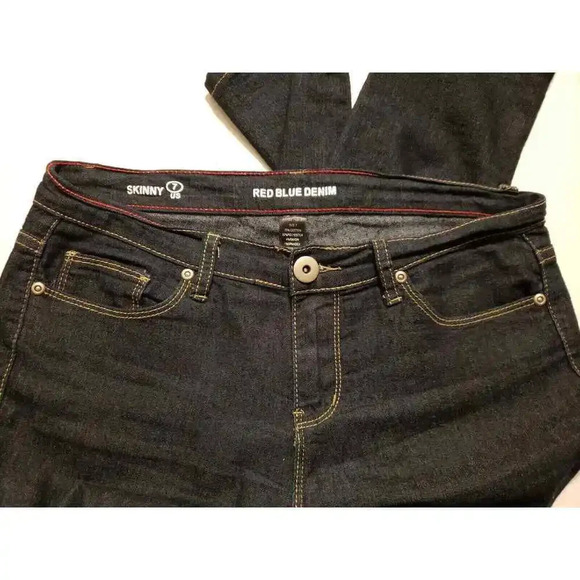 Red Blue Denim Skinny US 7 Blue Jeans - Picture 3 of 3